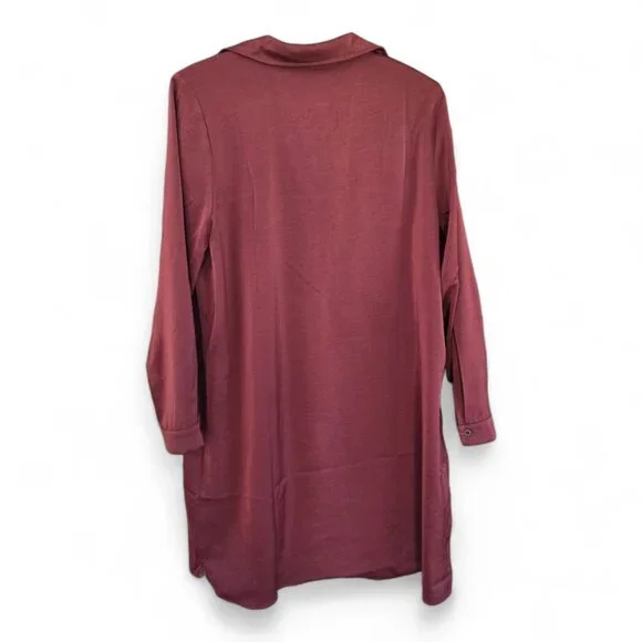 Lucky Brand Womens Long Sleeve Tunic Dress In Burgundy Size Large - Picture 2 of 5